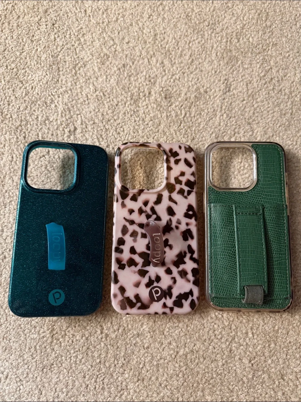 Loopy Case Phone Case Trio in Teal, Tortoiseshell, and Green